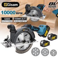 Gisam 165mm 10000RPM Bezszczotkowa Elektryczna Piła Tarczowa Akumulatorowa z Regulacją Kąta do Obróbki Drewna, Narzędzie Elektryczne Kompatybilne z Bateriami Makita 18V