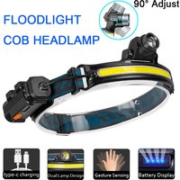 Bright COB LED Headlamp Waterproof USB Rechargeable Safety Flashlight for Outdoor