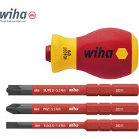 Wiha 41230 Insulated Screwdriver With Bit Holder Set SlimVario Electric 4Piece