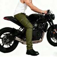 VOLERO military green casual motorcycle jeans motorcycle riding pants winter fleece thickened cargo fall pants men