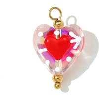 3Pcs/Lot Stainless Steel Charms Cute Heart Lampwork Glass Pendants For DIY Making Women Handmade Twisted Wire Jewelry Accessory