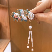 Butterfly Flower Hairpin, Exquisite Small Side Clip, Ultra-Fairy Style, Fresh Pink-Blue Hair Clip, Ancient Style Hanfu