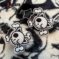Gothic dark punk Subculture Abi y2k Millennium Hot Girl Skull hair Plush black accessory Decoration hairgrips Hairpin clip