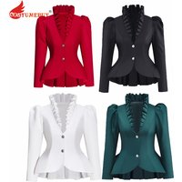 Vintage Gothic Victorian Women's Tuxedo Jacket Steampunk Long Sleeves Work Peplum Blazer Coat Historical Costume