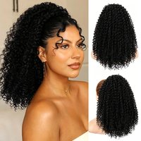 18 Inch Natural Black Drawstring Ponytail Extension for Women Synthetic Curly Wave Natural Clip in Ponytail Hair Extensions