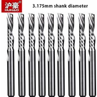 HUHAO 3.175mm Shank Single Flute Spiral Milling Cutter CNC Router Bit CNC Engraving Bit Acrylic PVC Spiral End Mill