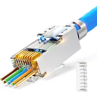 AMPCOM CAT7 RJ45 Connector, Pass Through CAT6A RJ45 Ethernet Plug for CAT 7 Solid or Stranded Network Cable with 1.5mm Load Bar