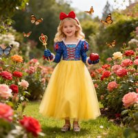 Snow White Dress For Girls Live Action Movie Role Playing Costume 2-12 Years Kids Luxury Elegant Gown Halloween Party Outfits