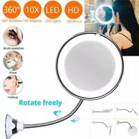 10x Magnifying Vanity Mirror with Lights Touch Screen LED Lighting Dressing Makeup Lamp Bottom Sucker Flexible Portable Design