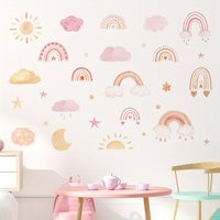 1Pc Cartoon Rainbow Colorful Clouds Princess Theme Wall Stickers for Bedroom Kids Room Decor Living Room Nursery Decoration
