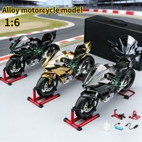 For 1:6 Kawasaki Racing Ninja H2R Spray Motorcycle model Simulation Sound Light Fast And Furious Collection Modle car boys Gift
