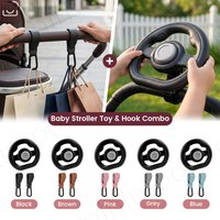 Stroller Steering Wheel with Honk Sound & 2PCS Adjustable Baby Stroller Hooks