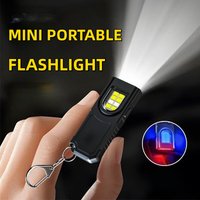 1/2pcs Mini LED Keychain Flashlight USB Rechargeable Hanging Work Light Waterproof Keyring Camping Walking Pocket Emergency Lamp
