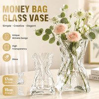 Organic Glass Vase Irregular Art Flower Arrangement Bottle Minimalist Sculptural Table Centerpiece for Home Living Room Decor