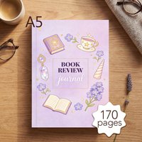 A5 Daily Reading Journal with 170 Pages,Bookshelf Illustrations,Reading Log, 52 Book Review Templates,Record Quotes & Book Notes