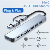 USB 3.0 Type C Adapter Docking Ststion USB 2.0 Port TF SD Card Reader Audio Output Multi-hub Splitter for Macbook Pro Computer