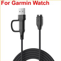 USB A TYPE-C Right angle Straight Charger Cable For Garmin Fenix 7 7S 7X 6 6S 6X 5 5X 5S Vivoactive 3 Forerunner 945 935 245 In