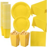 Yellow Party Supplies Tableware Paper Plates Napkins Cups Solid Color Party Supplies Birthday Baby Shower Party Decorations