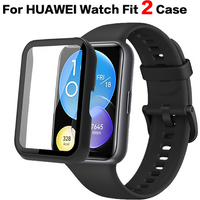 Glas + Fall Für HUAWEI uhr fit 2 schutz smart watch zubehör PC Volle abdeckung stoßstange Gehärtetem Film für HUAWEI fit 2 fall