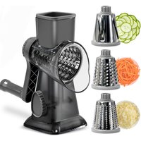 Rotary Grater 3 In 1 Slicing Grater Manual Rotary Cheese Kitchen Shredder Hand Drum Drum Grater Vegetable Cutter With Handle