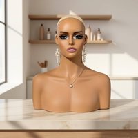Mannequin Head with Shoulders Polished Head and Shoulders Form Female Bust Form Skin-Tone Untextured for Shop Window Home