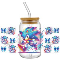 High Quality Digital Games Cartoon Hedgehog DIY Mug Transfer Sticker 3D Sonic Decal UV DTF Cup Wrap for 16oz Libbey Glasses