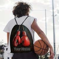 1pc Personalized Name,Boxing Glove Display, Drawstring Gym Bag with Theme,Minimalist Style, Portable Daily Accessory