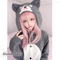 Anime Galgame YOU And ME And HER: A Love Story Cosplay Dunayskiy@Muko Aoi Kawaii Furry Black Cat Pajamas Cute Jumpsuit Wig