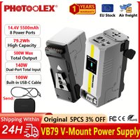 PHOTOOLEX 5500mAh V Mount Battery Portable 79WH Bateria 8 Port 100W Fast Charge USB-C Cable For Sony Camcorder Camera Video