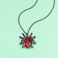 Vintage Red Crystal Spider Pendant Necklaces for Men, Gothic Animal Choker, Punk Rock, Party Club Jewelry, Boyfriend Gift