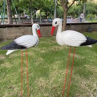 Detachable Foot White Crane Sculpture, Lifelike Animal Garden Ornament, Elegant Yard Patio Outdoor Landscape Decoration