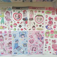 1/9PCS Korean Sweet Cool Girl Stickers Cute Cartoon Anime Girl Stickers Journal Diary Notebook Scrapbook Diy Decorative Stickers