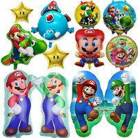 Super Mario Bros Foil Balloon Baby Birthday Photo Props Cartoon Aluminum Film Balloons Happy Birthday Party Balloon Supplies