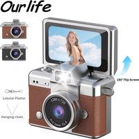 Ourlife Kamera w kształcie breloczka z 1,47-calowym odchylanym ekranem, retro mini kamera cyfrowa CCD HD, bardzo mała kamera wideo.