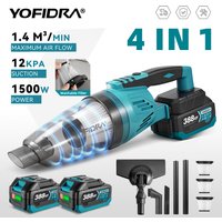 YOFIDRA 1500W 4-in-1 Elektrischer Staubsauger 12KPA Kabelloser Staubsauger für Haus- und Autoreinigung mit 3 Filtern für Makita-Akku