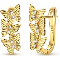 925 Sterling Silver Earrings Women Zirconium Golden Butterfly Earring For Anniversary Wedding Jewelry Gifts