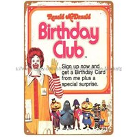 home decor stores McDonald's Birthday Club 1975 metal tin sign