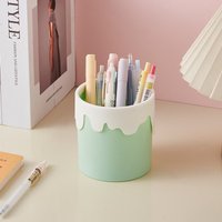 1pc Fashionable and cute pencil holder with large capacity desktop storage box