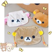 Cute and easy bear drawstring storage bag, girl cartoon handbag, portable drawstring camera bag, miscellaneous bag, makeup bag