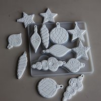 1 DIY Christmas Star and Snowflake Silicone Mold for Painted Hanging Ornaments - Conch and Starfish Plaster Diffuser Stone