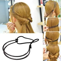Double Root Hair Hoop band Styling Tools Female Girl Headband Adjustable Head Elastic Clips Women Accessories