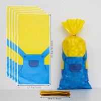 100pcs Cartoon Minions Birthday Party Decorations Big Eye Yellow Man Bag OPP Flat Bags for Snack Packaging Party Favors Gifts