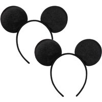 CHuangQi 1pcs 2pcs Mickey Ears Headband, Solid Black Bigger Ears for Boy & Girl Birthday Party, Party Favors