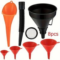 8-Pack, Filling Funnel Set, Multi-Purpose Funnel with Hose, Removable Spout and Long Funnel for Cars, Workshops and Home