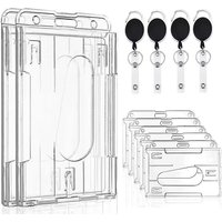 Transparent Badge Holder Exhibition ID Card Cover Case NameTag Badge Reel Keychain Hold 2 Cards Organizer Working Permit Sleeve