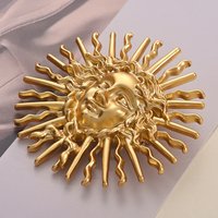 Vintage Sun Brooches Pin Gold Color Goddess of The Sun Brooch Badge For Men Women Jewelry Fashion Clothing Accessories Gifts