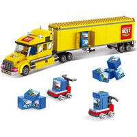 New Modern City Big Cargo Freight Truck Semi Trailer Truck Large Heavy Goods Vehicle Car Model Building Blocks Bricks Kids Toys