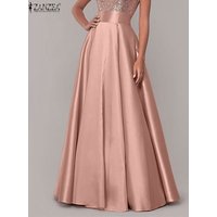 ZANZEA Elegant High Waist Satin Party Skirts Jupe Summer Women Maxi Long Skirts A-line Sundress Work OL Maxi Vestido Faldas Saia