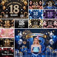 Yeele Customized Happy 18th Birthday Photography Backdrop Glitter Balloons Boy Girl Name 18 Years Old Portrait Photo Background