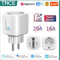 TNCE Tuya Wifi/Zigbee3.0 Smart Socket EU Plug 16/20A Power Monitor Remote Control SmartLife APP Works with Alexa Alice